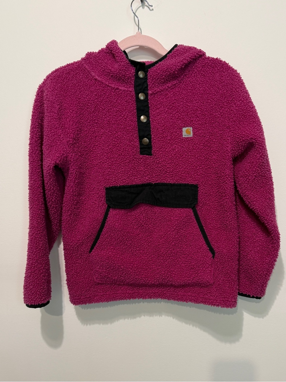 VGUC Girls Carhartt Sherpa Pullover with Hood Magenta size Large